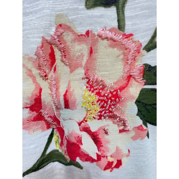 Chicos Ultimate Tee Blouse Top Womens XXL White Floral Embroidered Summer Casual - Picture 6 of 11